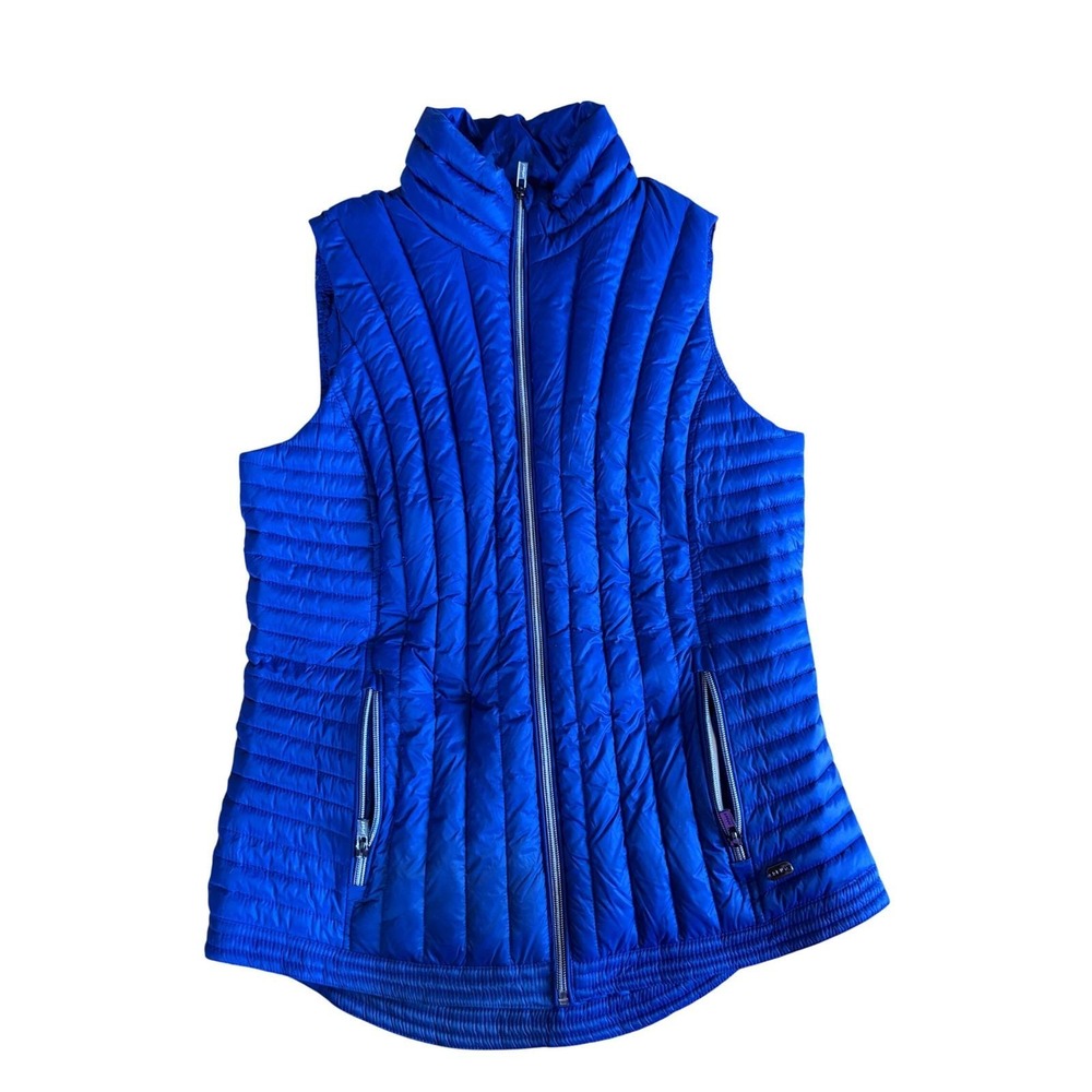 DKNY Sport Blue Puffer Vest Women's Size Medium Down Fill Quilted Full Zip